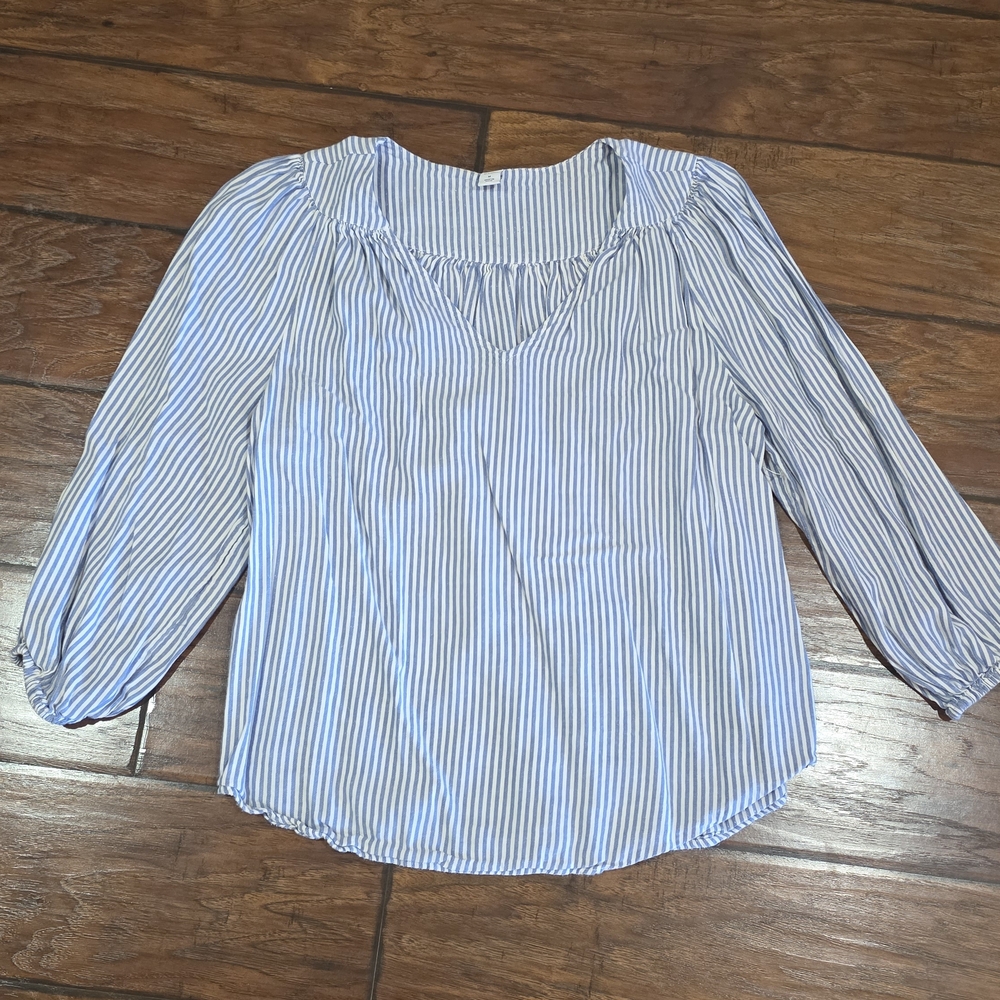 Old Navy Light Blue and White Striped Blouse